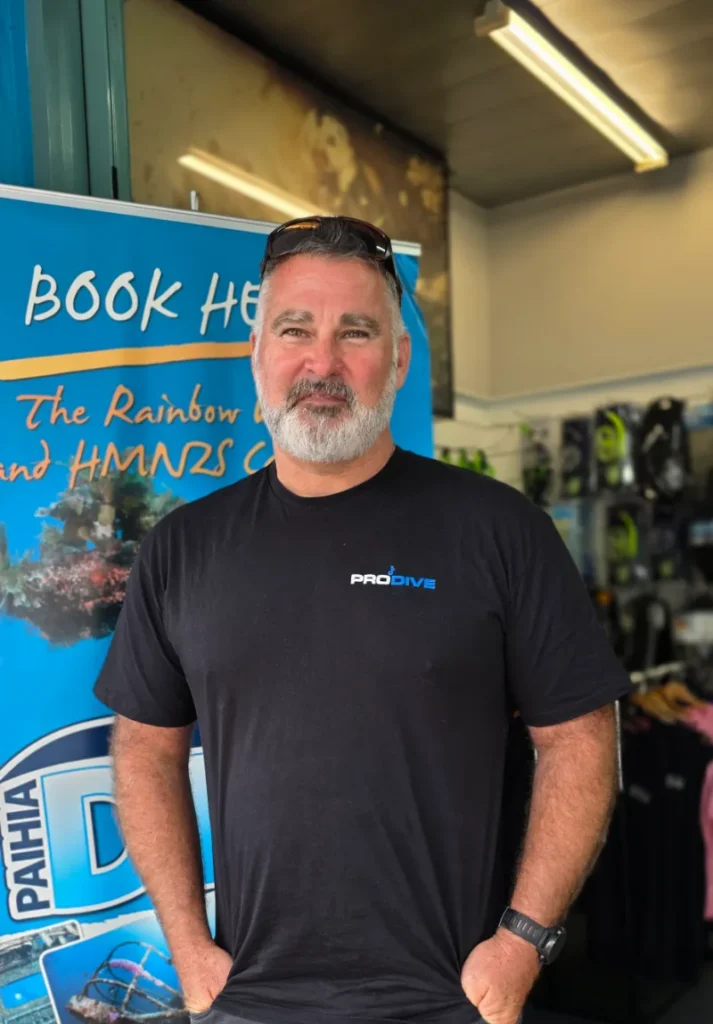 Craig Johnston, owner of Paihia Dive, in the Paihia dive shop
